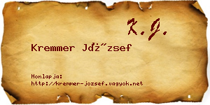 Kremmer József névjegykártya